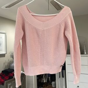 Abercrombie off-shoulder pink knit sweater